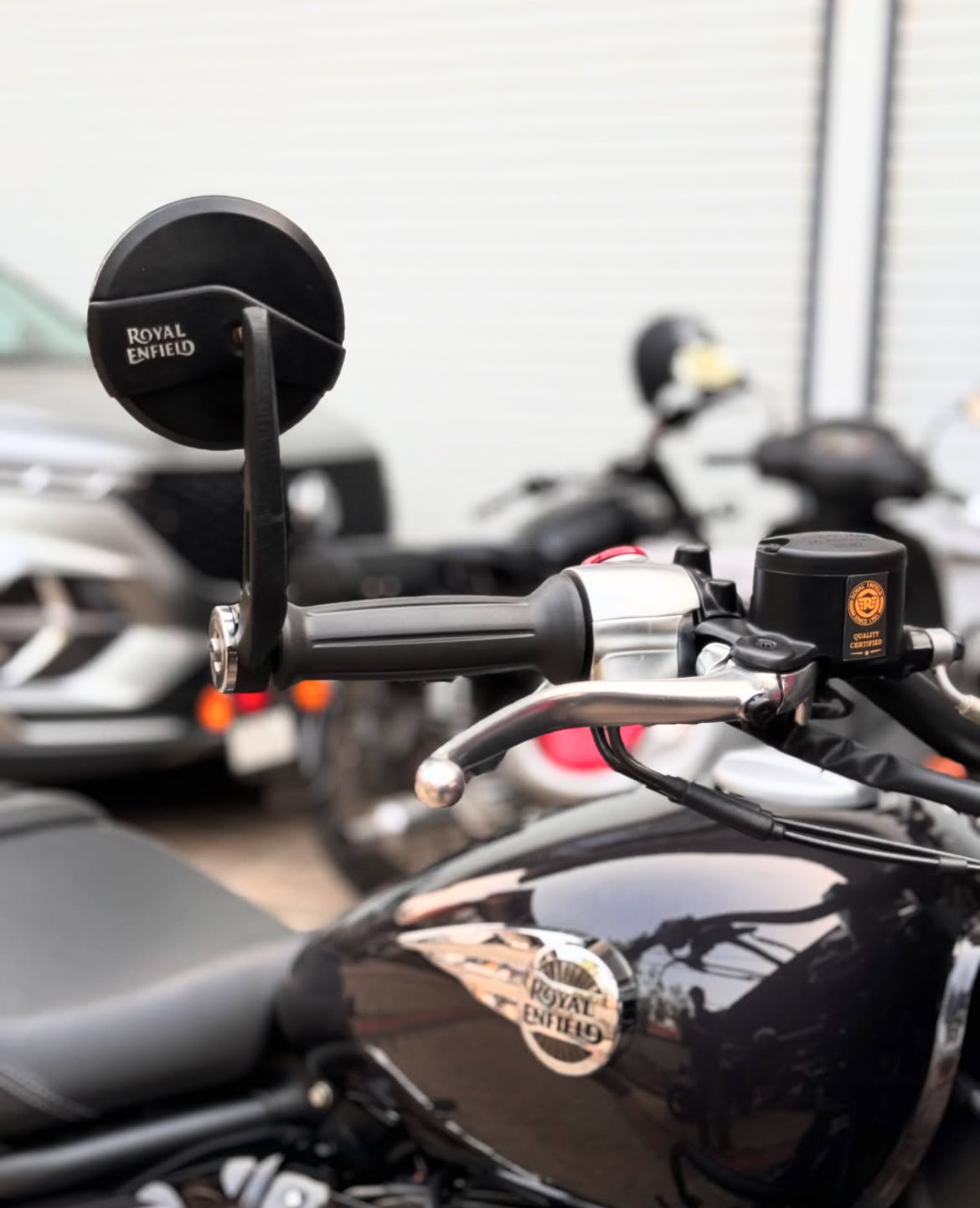 Handle Bar End Mirror For Royal Enfiled Classic /Electra / Reborn/Standard - 350/ 500, Hunter 350, Meteor 350, Super Meteor 650, Himalayan/Scram 411, Round Mirrors