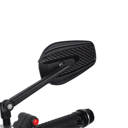 Universal Oval Carbon Finish Motorcycle Mirror – Naked Bikes Yoke Fit | 360° Adjustable