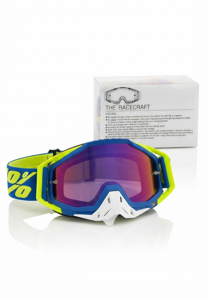 100% Motocross & Mountain Biking Goggles | Neon Clear Lens | Off-Road MX Goggles | With Box