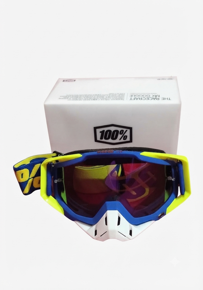100% Motocross & Mountain Biking Goggles | Neon Clear Lens | Off-Road MX Goggles | With Box