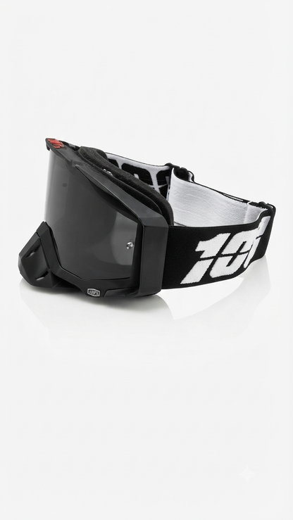 100% Black Motocross Goggles with Dark Lens – Off-Road MX