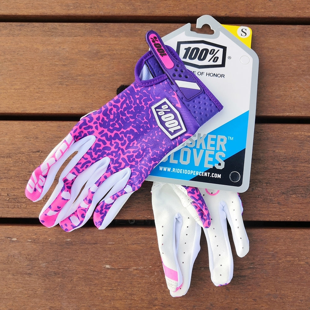 100% ITrack Motocross Gloves Pink Purple White – Silicone Grip