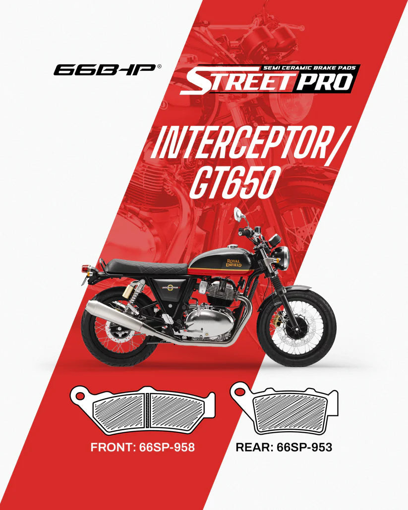 66BHP Street Pro Semi-Ceramic Brake Pads for Royal Enfield Interceptor 650 & GT 650